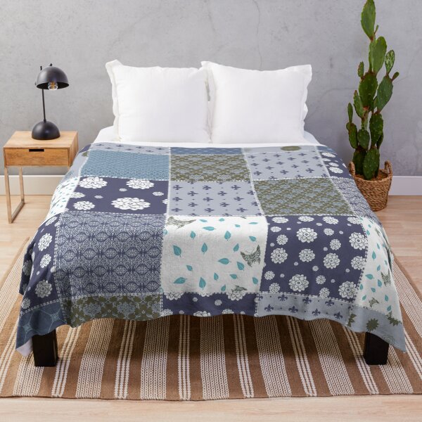 Item preview, Blue white patchwork quilt design  designed and sold by Inktown.