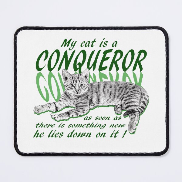 Item preview, Conquering cat - graphite version, green colorized English text designed and sold by SylvieG18.