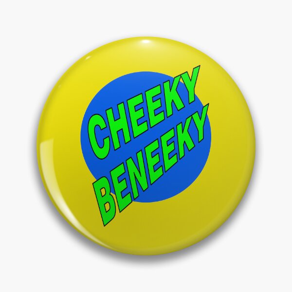 Item preview, Cheeky Beneeky, Green Bold Font on Blue Circle designed and sold by AASparksDesigns.