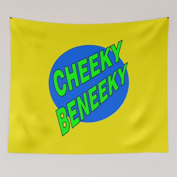Item preview, Cheeky Beneeky, Green Bold Font on Blue Circle designed and sold by AASparksDesigns.