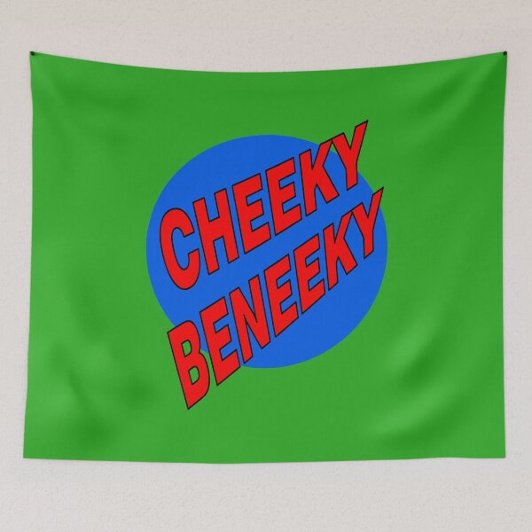 Item preview, Cheeky Beneeky, Red Bold Font on Blue Circle designed and sold by AASparksDesigns.