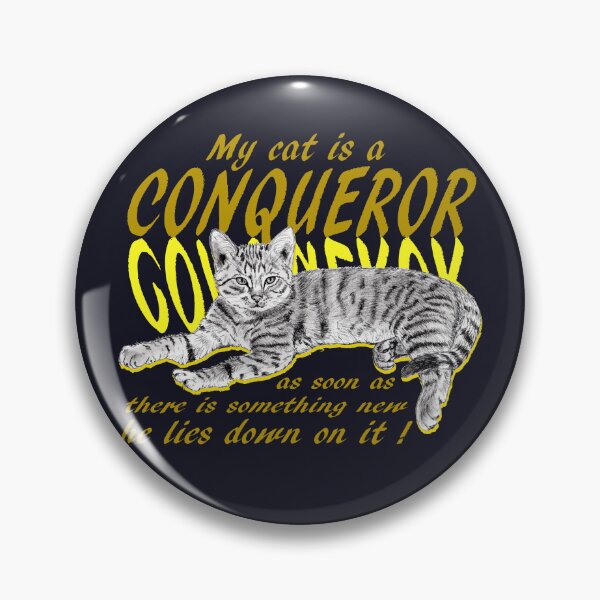 Item preview, Conquering cat - graphite version, yellow colorized English text designed and sold by SylvieG18.