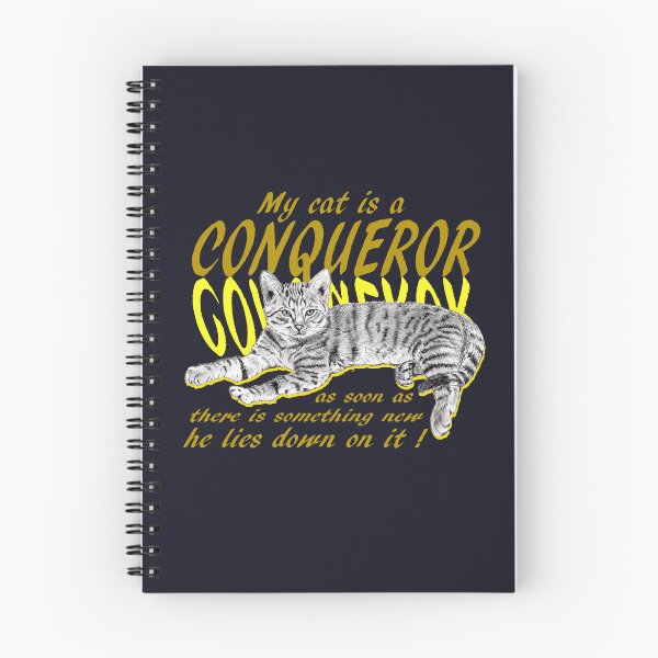 Item preview, Conquering cat - graphite version, yellow colorized English text designed and sold by SylvieG18.