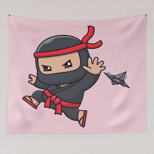 Item preview, Cute Ninja Throwing Shuriken Cartoon designed and sold by hjian8219.