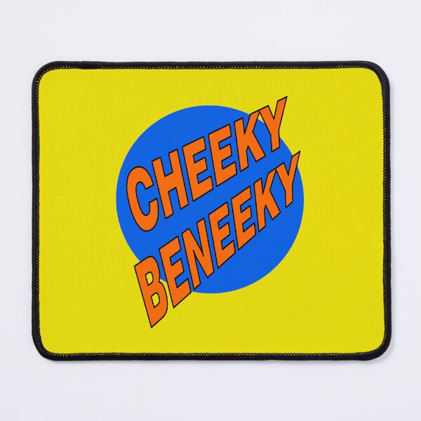 Item preview, Cheeky Beneeky, Orange Bold Font on Blue Circle designed and sold by AASparksDesigns.