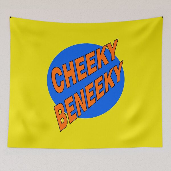 Item preview, Cheeky Beneeky, Orange Bold Font on Blue Circle designed and sold by AASparksDesigns.