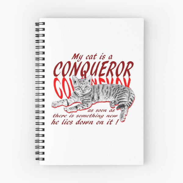 Item preview, Conquering cat - graphite version, red colorized English text designed and sold by SylvieG18.