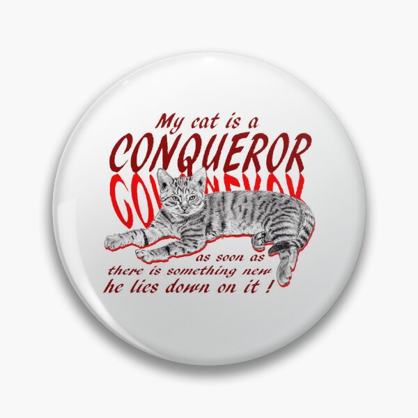 Item preview, Conquering cat - graphite version, red colorized English text designed and sold by SylvieG18.