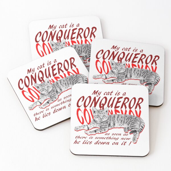 Item preview, Conquering cat - graphite version, red colorized English text designed and sold by SylvieG18.