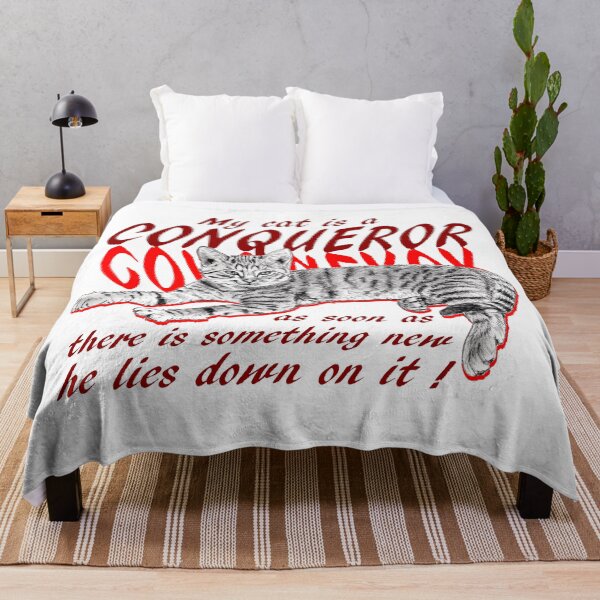 Item preview, Conquering cat - graphite version, red colorized English text designed and sold by SylvieG18.