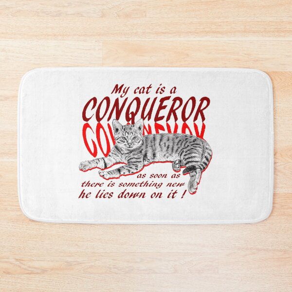 Item preview, Conquering cat - graphite version, red colorized English text designed and sold by SylvieG18.