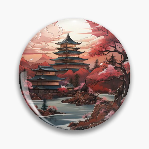 Item preview, Calm Japan Landscape with Sakura designed and sold by StickerBlastUS.