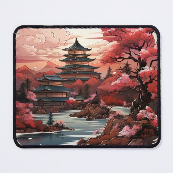 Item preview, Calm Japan Landscape with Sakura designed and sold by StickerBlastUS.