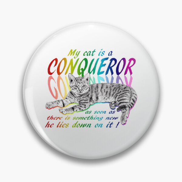 Item preview, Conquering cat - graphite version, rainbow colorized English text 1 designed and sold by SylvieG18.
