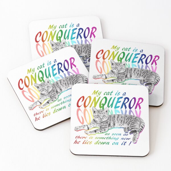 Item preview, Conquering cat - graphite version, rainbow colorized English text 1 designed and sold by SylvieG18.
