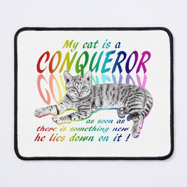 Item preview, Conquering cat - graphite version, rainbow colorized English text 1 designed and sold by SylvieG18.