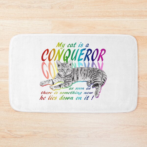 Item preview, Conquering cat - graphite version, rainbow colorized English text 1 designed and sold by SylvieG18.