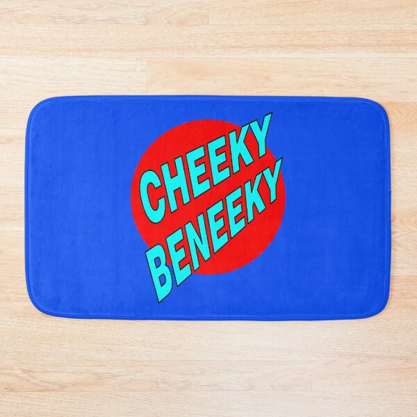 Item preview, Cheeky Beneeky, Light Blue Bold Font on Red Circle designed and sold by AASparksDesigns.