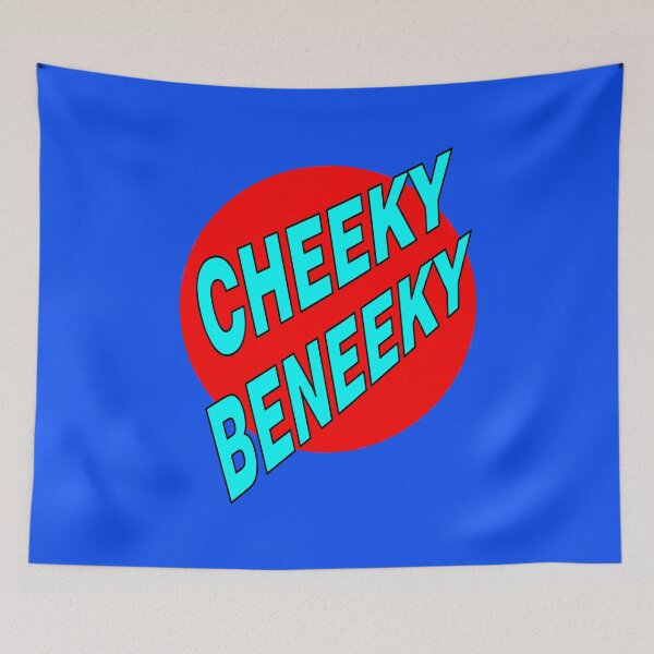 Item preview, Cheeky Beneeky, Light Blue Bold Font on Red Circle designed and sold by AASparksDesigns.