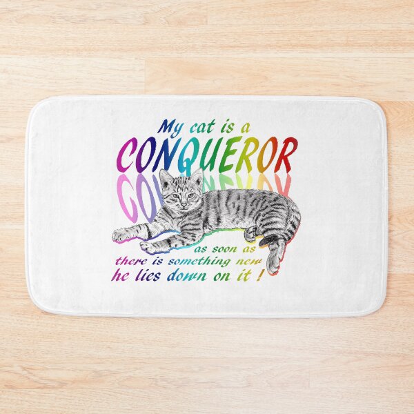 Item preview, Conquering cat - graphite version, rainbow colorized English text 2 designed and sold by SylvieG18.