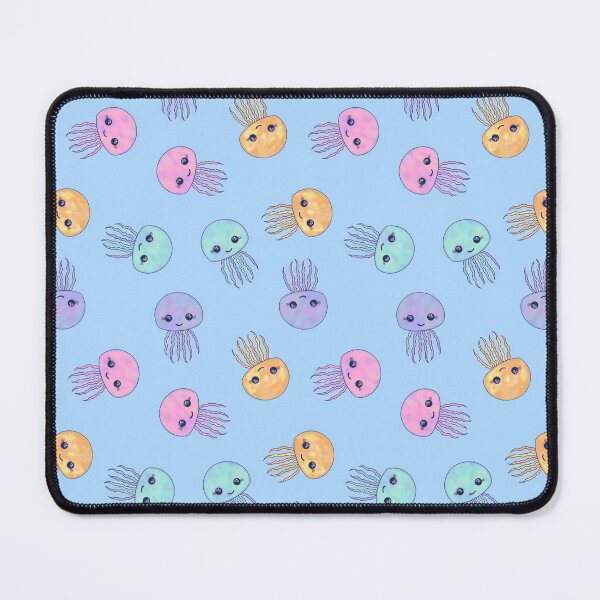 Item preview, Cute rainbow jellyfish on blue designed and sold by QuirkyCraftz.