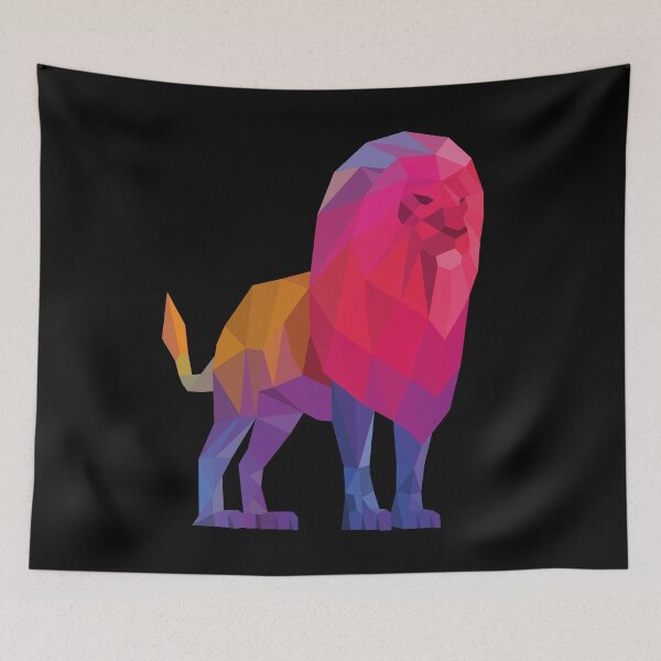 Item preview, Colorful Geometric Lion on Black designed and sold by shaldesign.