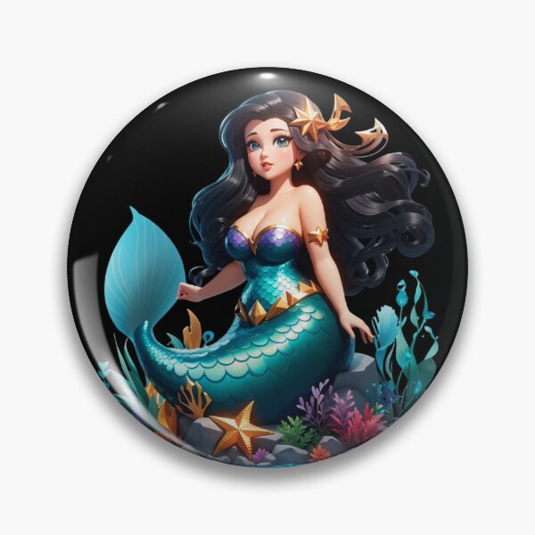 Item preview, Raven-hair Cute Little Plus Size Mermaid  designed and sold by SirenasWorld.