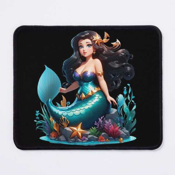 Item preview, Raven-hair Cute Little Plus Size Mermaid designed and sold by SirenasWorld.