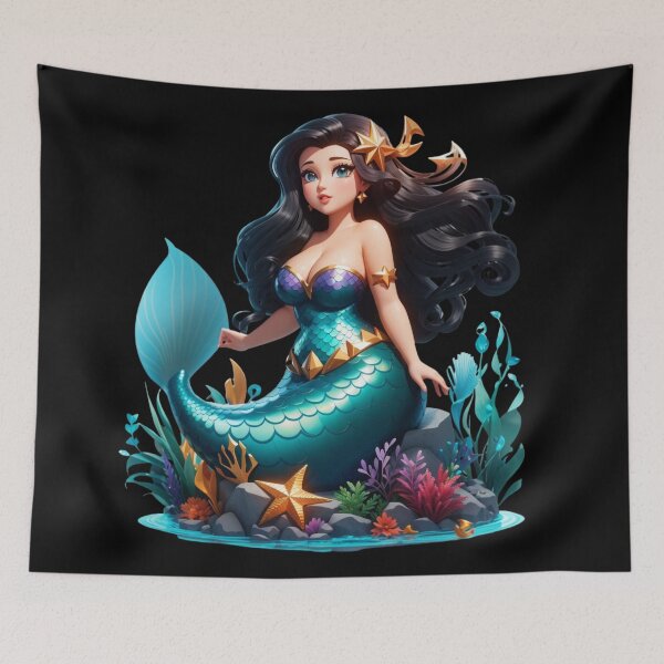 Item preview, Raven-hair Cute Little Plus Size Mermaid  designed and sold by SirenasWorld.