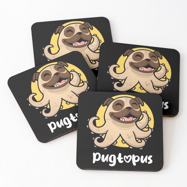 Artikelvorschau, Pugtopus – Mops-Mashup (auf dunklen Farben) entworfen und verkauft von messy-nessie.
