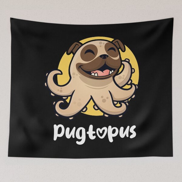 Artikelvorschau, Pugtopus – Mops-Mashup (auf dunklen Farben) entworfen und verkauft von messy-nessie.