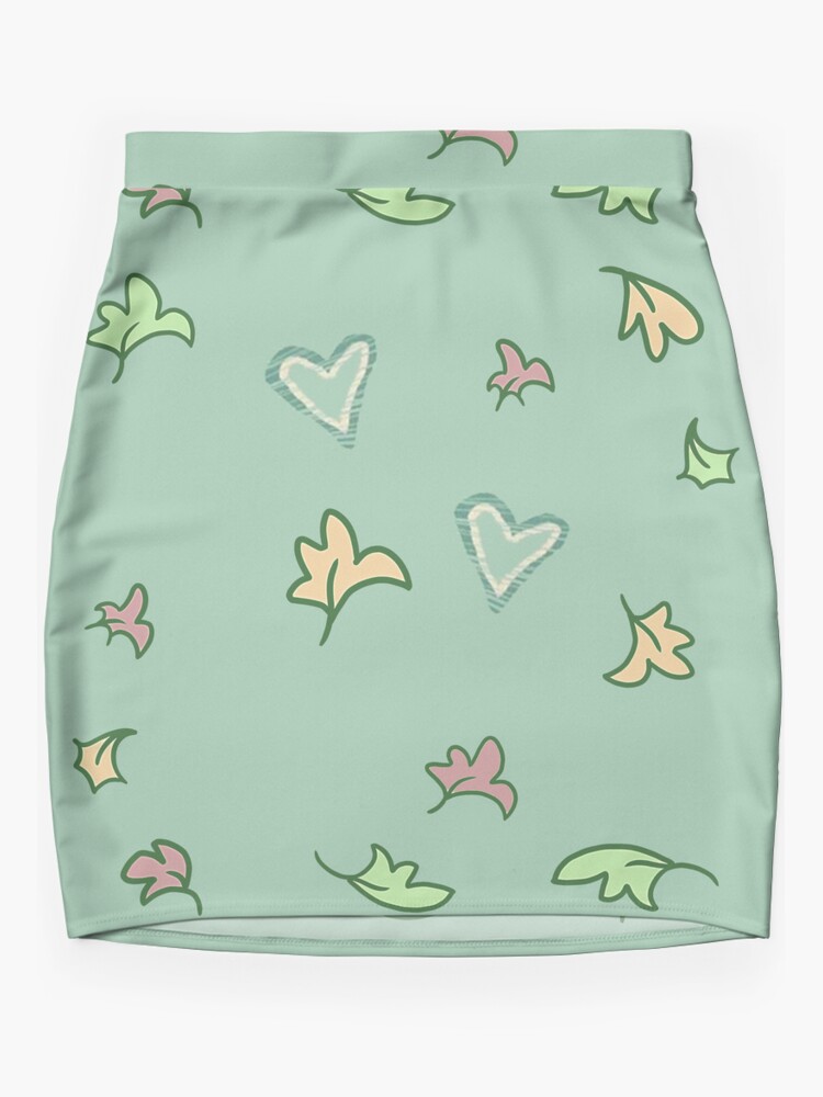 Thumbnail 3 of 4, Mini Skirt, HEARTSTOPPER: Leaves and Hearts designed and sold by GammarayPrints.