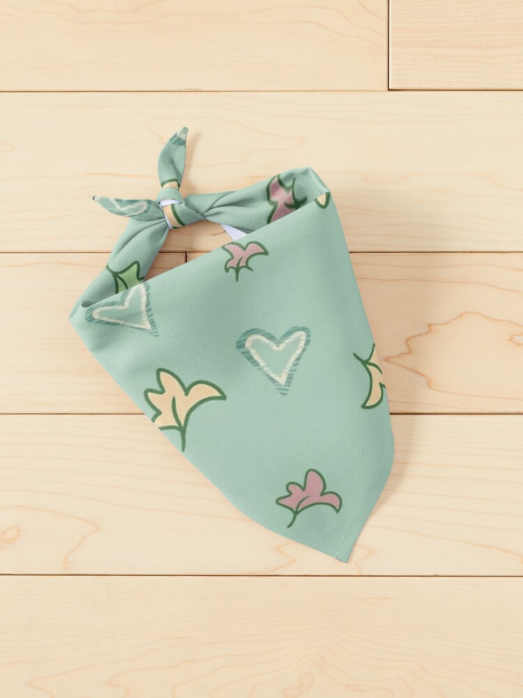 Thumbnail 2 of 6, Pet Bandana, HEARTSTOPPER: Leaves and Hearts designed and sold by GammarayPrints.