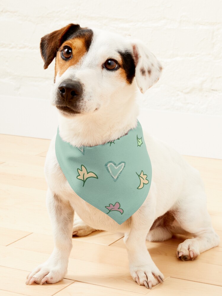 Thumbnail 1 of 6, Pet Bandana, HEARTSTOPPER: Leaves and Hearts designed and sold by GammarayPrints.