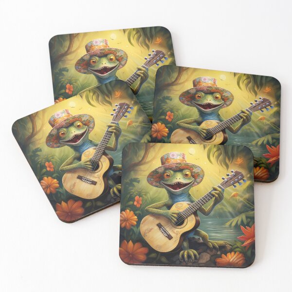 Item preview, Frog Playing a Guitar in a Swamp Wearing a Floral Hat designed and sold by Rroliver.