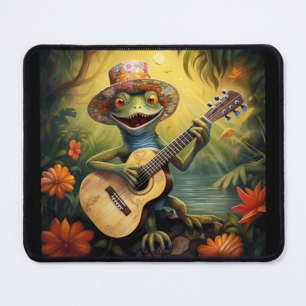 Item preview, Frog Playing a Guitar in a Swamp Wearing a Floral Hat designed and sold by Rroliver.