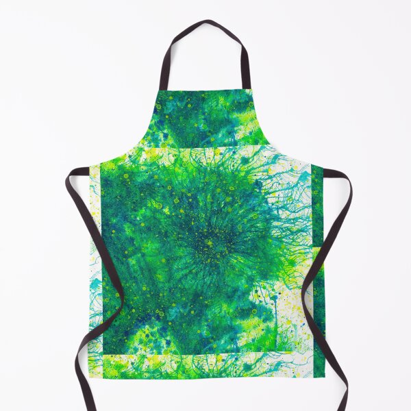 Item preview, Sacred Token From The Emerald Tablet #604 Original Hand-painted Abstract Painting Detail 1 In Teal Blue Green Yellow Earth Tones Inspired By Gaia Mother Nature Spring Summer Rain Forest Aquatic Plants designed and sold by Rainbow Artist Orlando L.