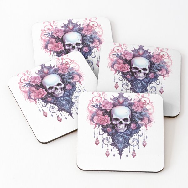 Item preview, Spooky Halloween Pink Flower Skull designed and sold by ArtFromBeyond.