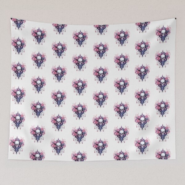 Item preview, Spooky Halloween Pink Flower Skull designed and sold by ArtFromBeyond.