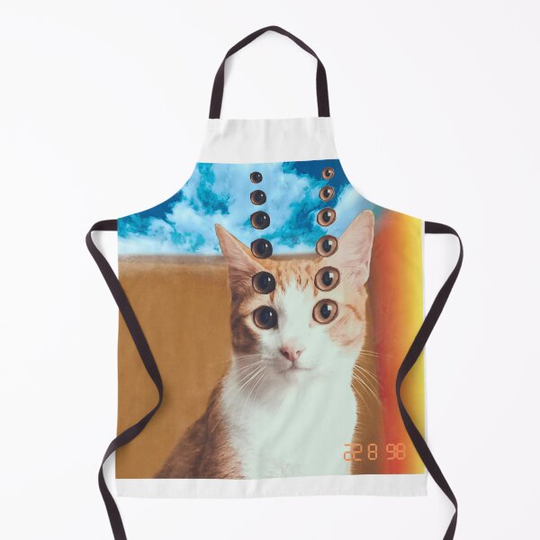 Item preview, orange cat with multiple eyes, in a desert with blue sky - surrealist - surrealism- wird cat designed and sold by PizzaAnitashop.