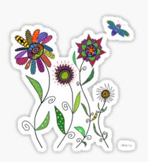 flowers and bees on white Sticker