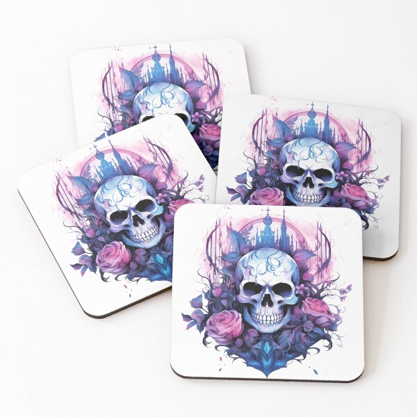 Item preview, Spooky Halloween Pink Flower Rose Skull designed and sold by ArtFromBeyond.
