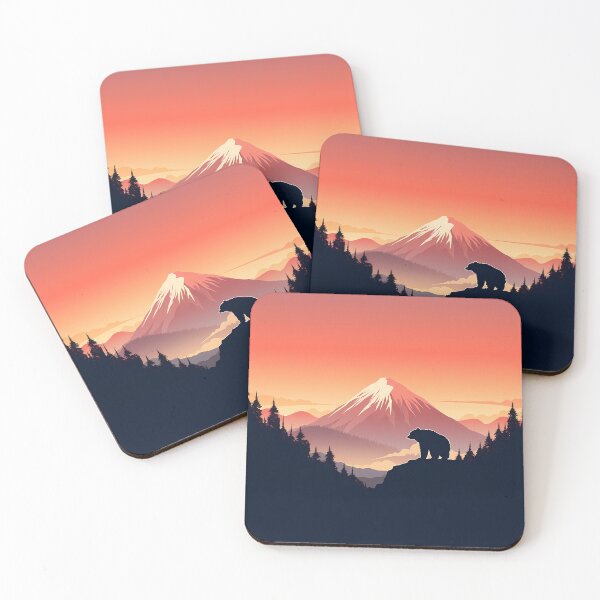 Item preview, Back view of a bear under mountain Fuji during golden hour designed and sold by sakurashorty.