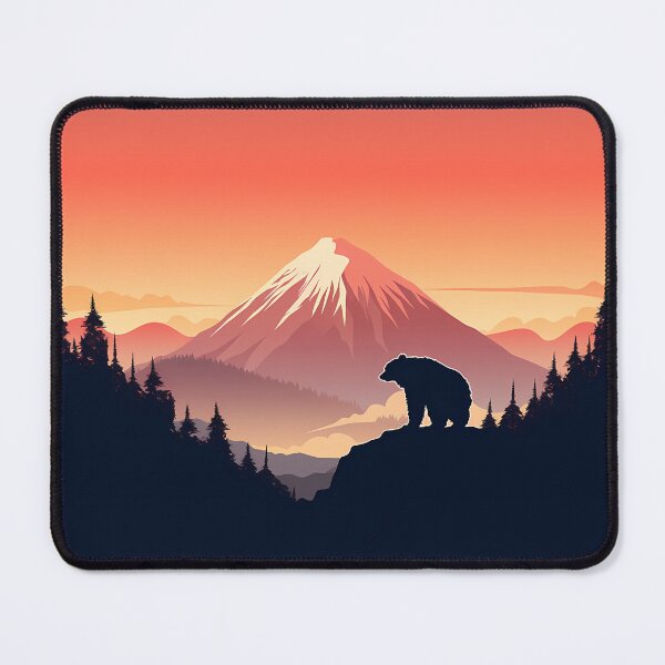 Item preview, Back view of a bear under mountain Fuji during golden hour designed and sold by sakurashorty.