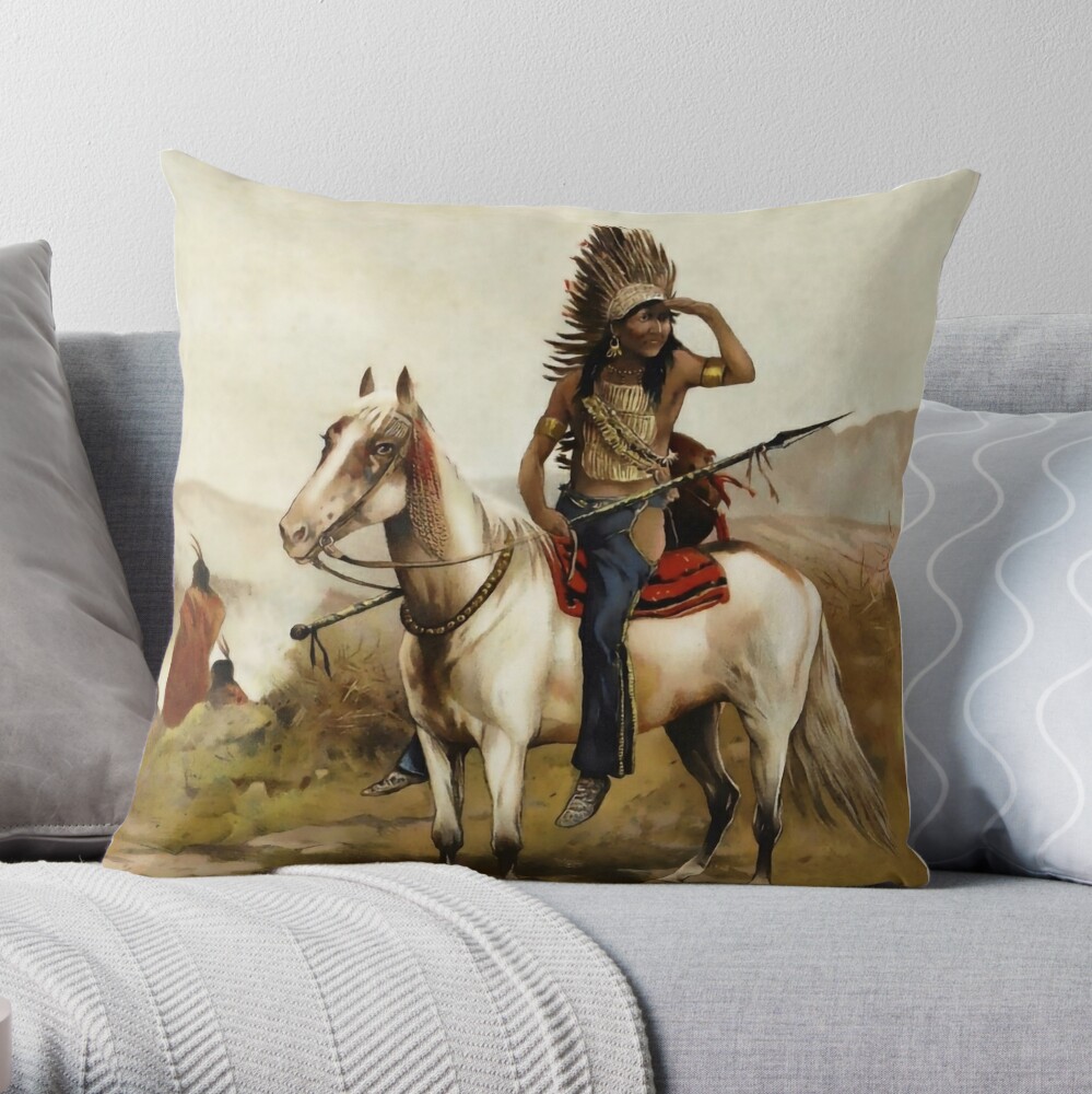 Horse Rodeo Pillow Cover Western Rodeo Horse with Cowboy Watercolor Art  Cushion Cover Throw Pillow Case Decoration American Retro Style