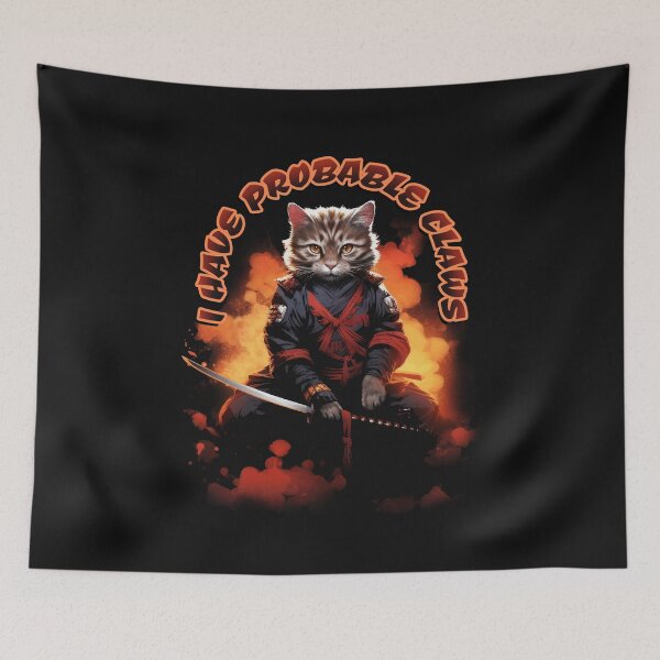 Item preview, Cool samurai cat, Fire Lawyer Cat designed and sold by Click-Like.