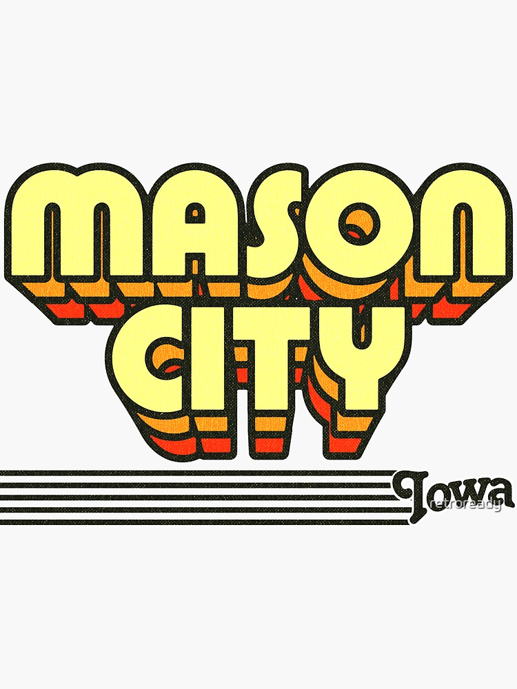 "Mason City, Iowa Retro Stripes" Sticker by retroready Redbubble