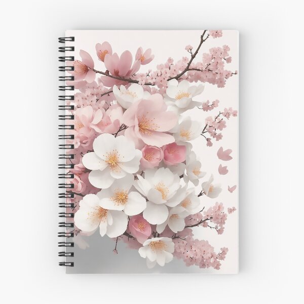 Artikelvorschau, Sakura Blossom Collage: Stunning, Multicolored Floral Art on a White Background entworfen und verkauft von CharmingChic.