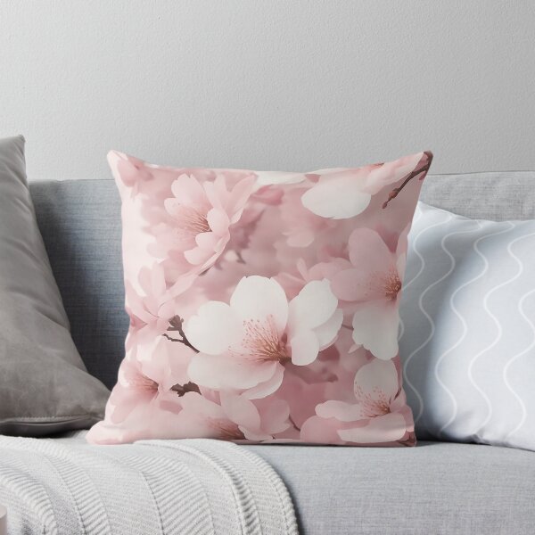 Artikelvorschau, Sakura Blossom Collage: Captivating Floral Art with Pastel Pink Backdrop entworfen und verkauft von CharmingChic.