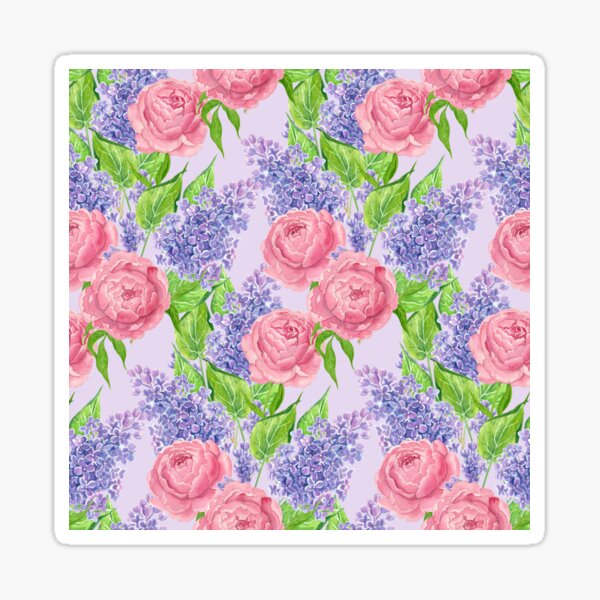 "Watercolor peonies and lilacs" Sticker for Sale by katerinamk | Redbubble